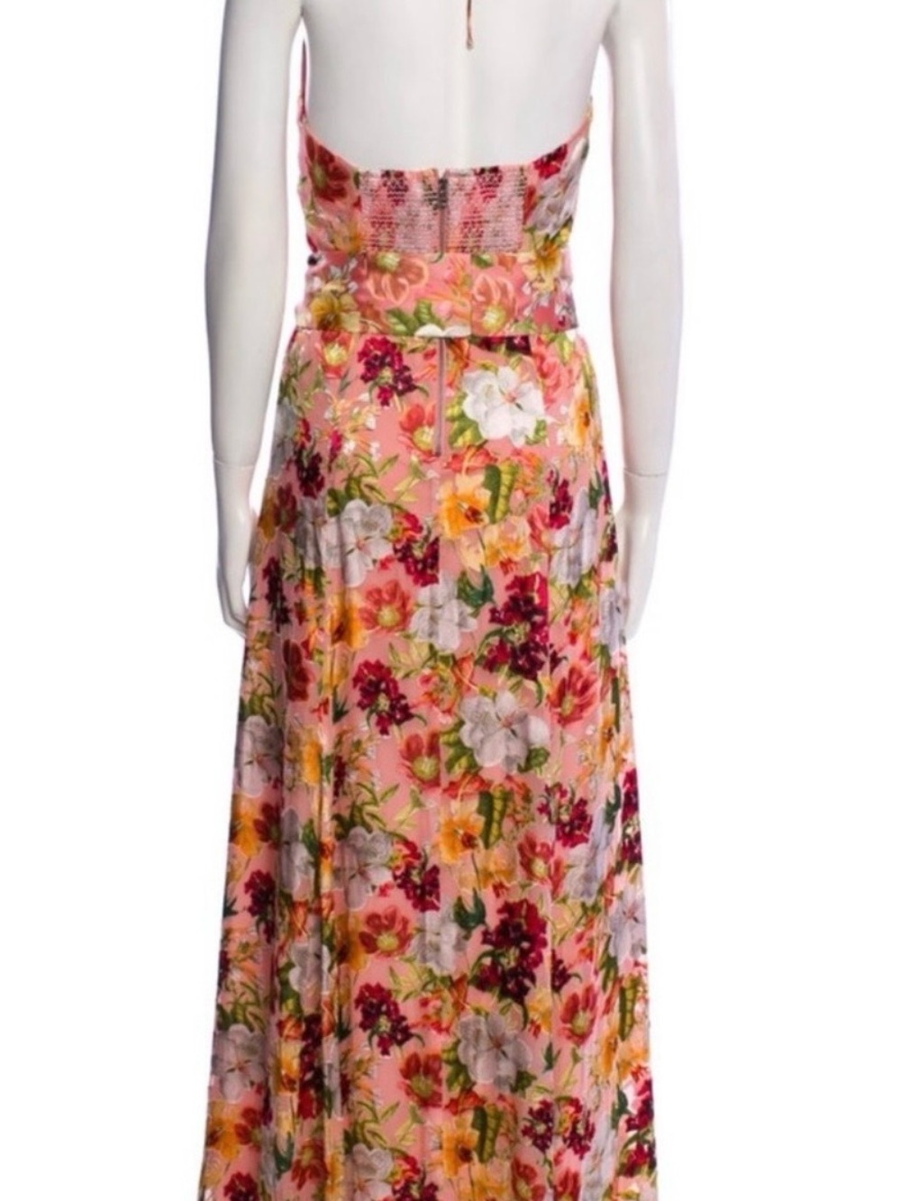 Alice + Olivia Pink Floral Backless Strapless Maxi Dress